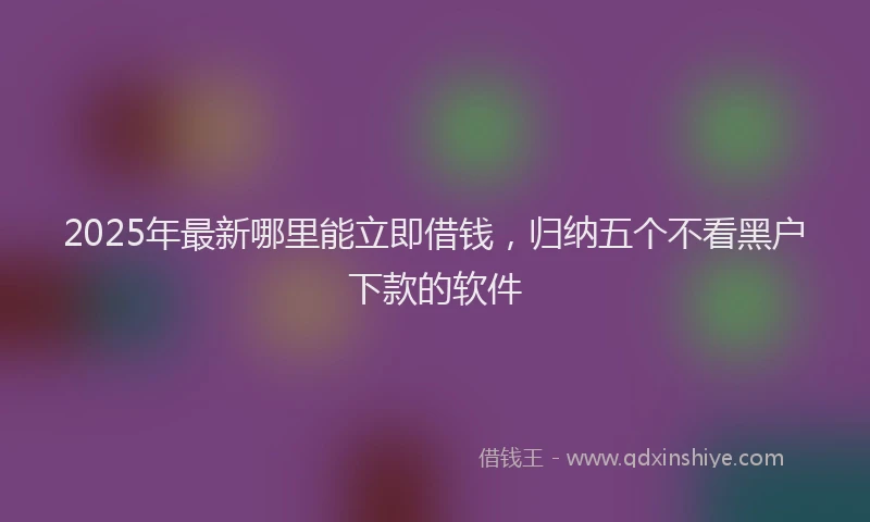 2025年最新哪里能立即借钱，归纳五个不看黑户下款的软件