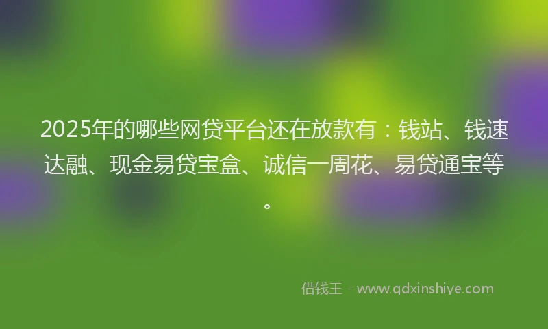 2025年的哪些网贷平台还在放款有：钱站、钱速达融、现金易贷宝盒、诚信一周花、易贷通宝等。