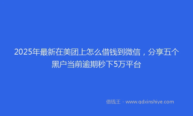 2025年最新在美团上怎么借钱到微信，分享五个黑户当前逾期秒下5万平台