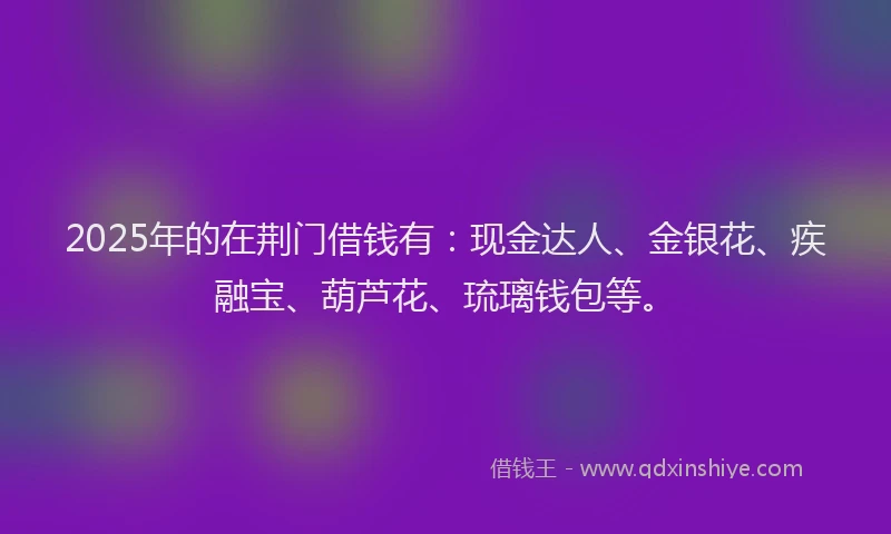 2025年的在荆门借钱有：现金达人、金银花、疾融宝、葫芦花、琉璃钱包等。