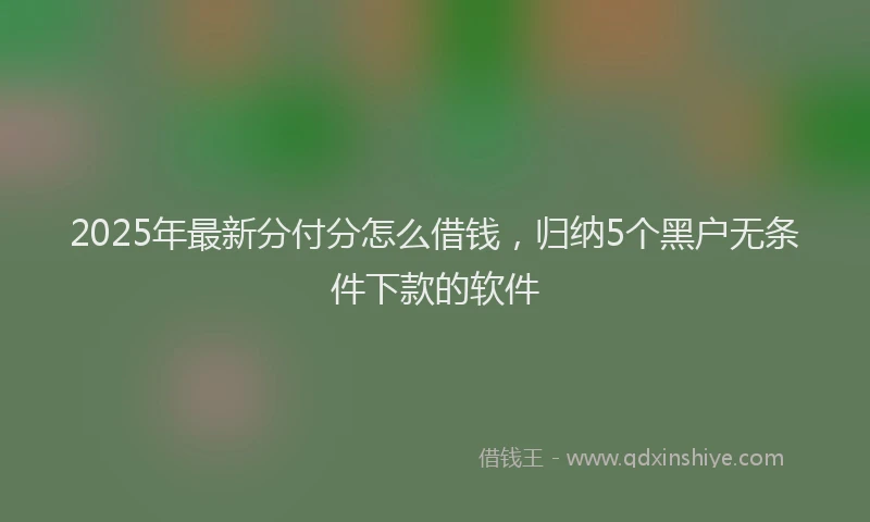 2025年最新分付分怎么借钱，归纳5个黑户无条件下款的软件