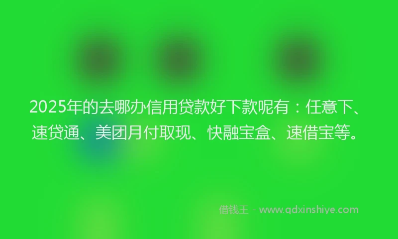 2025年的去哪办信用贷款好下款呢有：任意下、速贷通、美团月付取现、快融宝盒、速借宝等。