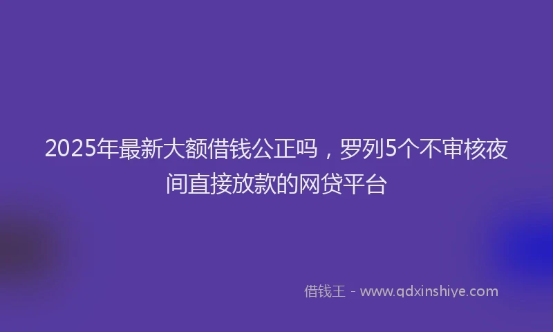 2025年最新大额借钱公正吗，罗列5个不审核夜间直接放款的网贷平台