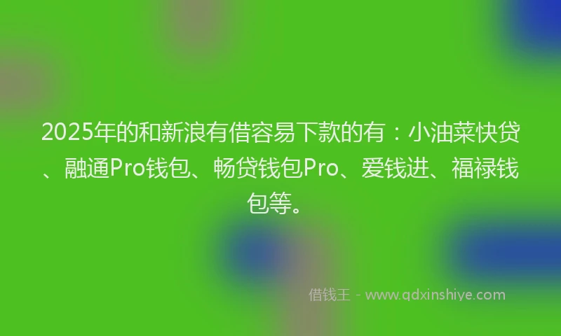 2025年的和新浪有借容易下款的有：小油菜快贷、融通Pro钱包、畅贷钱包Pro、爱钱进、福禄钱包等。
