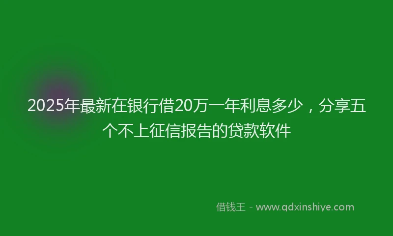 2025年最新在银行借20万一年利息多少，分享五个不上征信报告的贷款软件