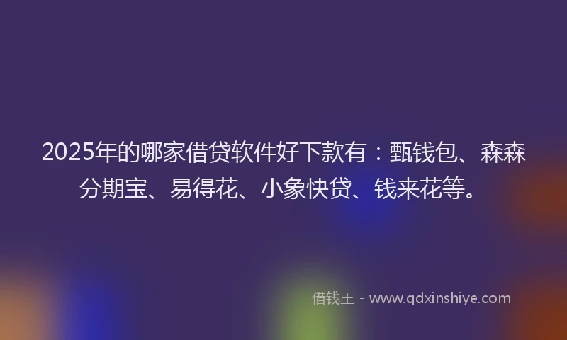 2025年的哪家借贷软件好下款有：甄钱包、森森分期宝、易得花、小象快贷、钱来花等。