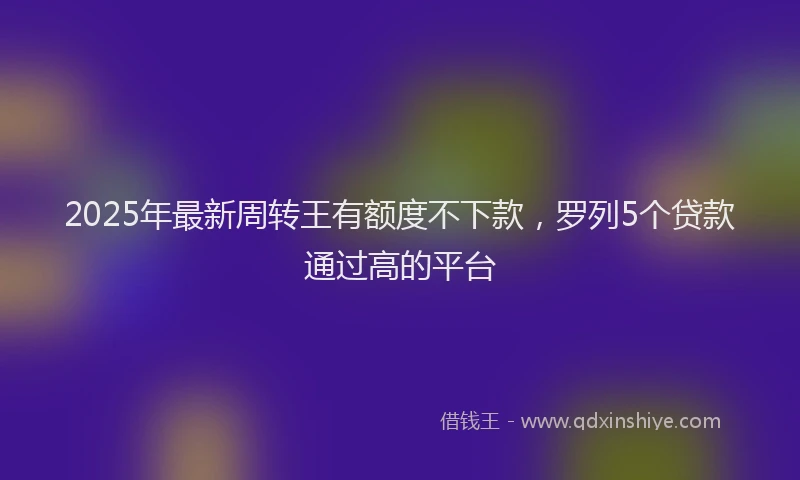 2025年最新周转王有额度不下款，罗列5个贷款通过高的平台