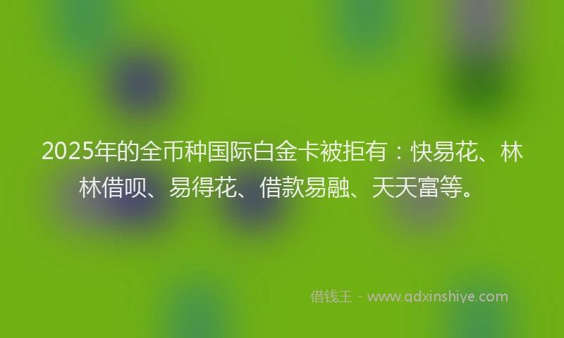 2025年的全币种国际白金卡被拒有：快易花、林林借呗、易得花、借款易融、天天富等。