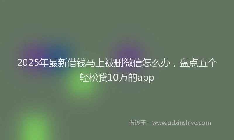 2025年最新借钱马上被删微信怎么办，盘点五个轻松贷10万的app