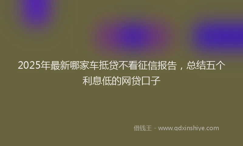 2025年最新哪家车抵贷不看征信报告，总结五个利息低的网贷口子