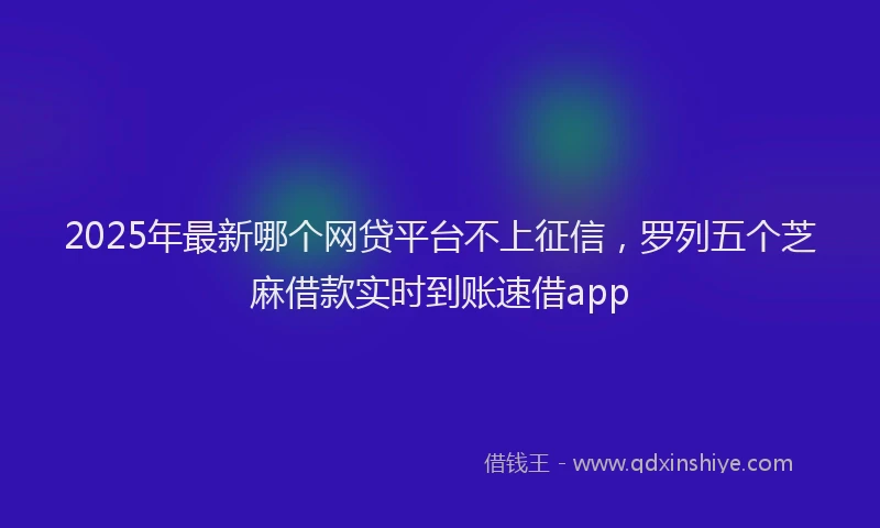 2025年最新哪个网贷平台不上征信，罗列五个芝麻借款实时到账速借app
