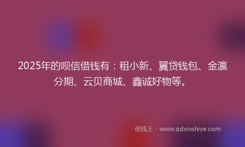 2025年的呗信借钱有：租小新、翼贷钱包、金瀛分期、云贝商城、鑫诚好物等。
