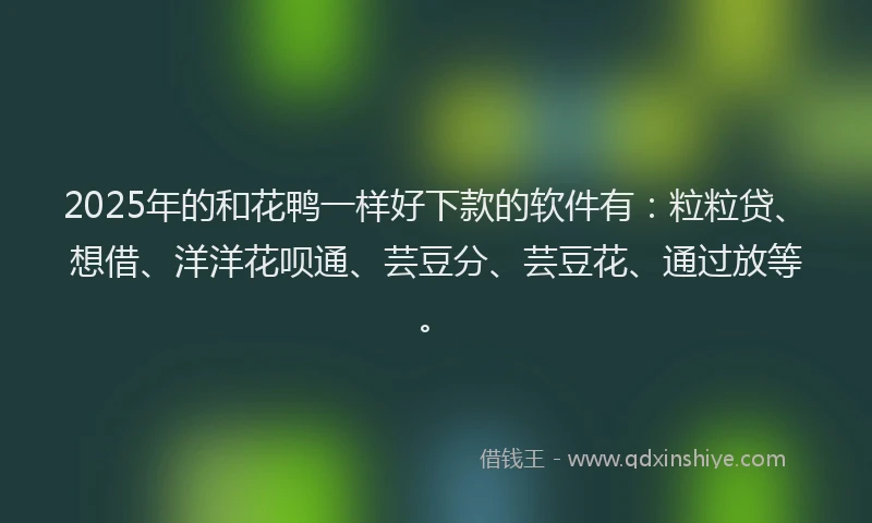 2025年的和花鸭一样好下款的软件有：粒粒贷、想借、洋洋花呗通、芸豆分、芸豆花、通过放等。