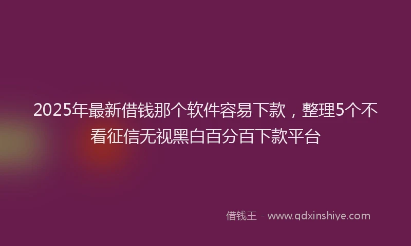 2025年最新借钱那个软件容易下款，整理5个不看征信无视黑白百分百下款平台