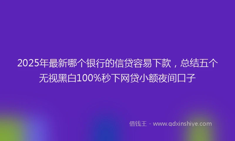 2025年最新哪个银行的信贷容易下款，总结五个无视黑白100%秒下网贷小额夜间口子