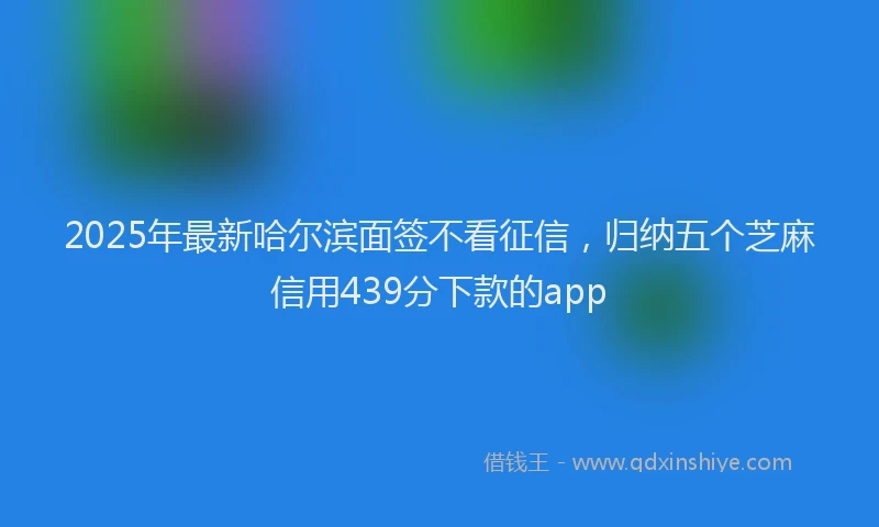 2025年最新哈尔滨面签不看征信，归纳五个芝麻信用439分下款的app