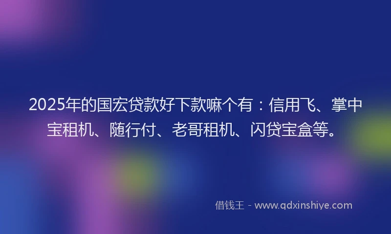 2025年的国宏贷款好下款嘛个有：信用飞、掌中宝租机、随行付、老哥租机、闪贷宝盒等。