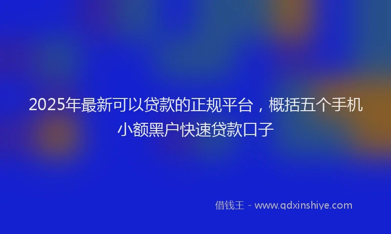 2025年最新可以贷款的正规平台，概括五个手机小额黑户快速贷款口子