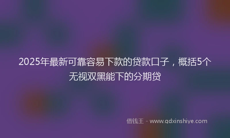 2025年最新可靠容易下款的贷款口子，概括5个无视双黑能下的分期贷