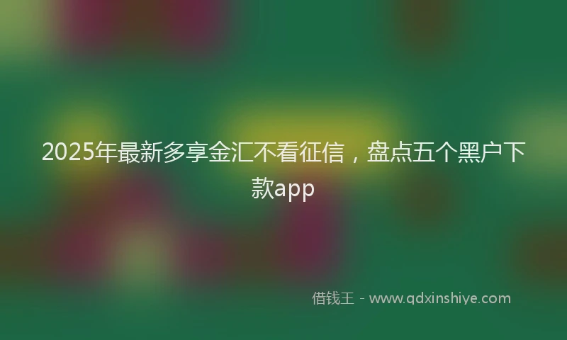 2025年最新多享金汇不看征信，盘点五个黑户下款app