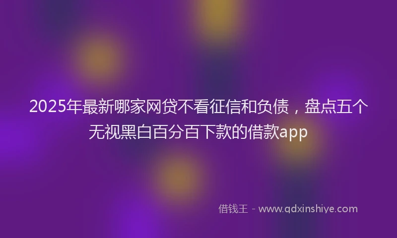 2025年最新哪家网贷不看征信和负债，盘点五个无视黑白百分百下款的借款app