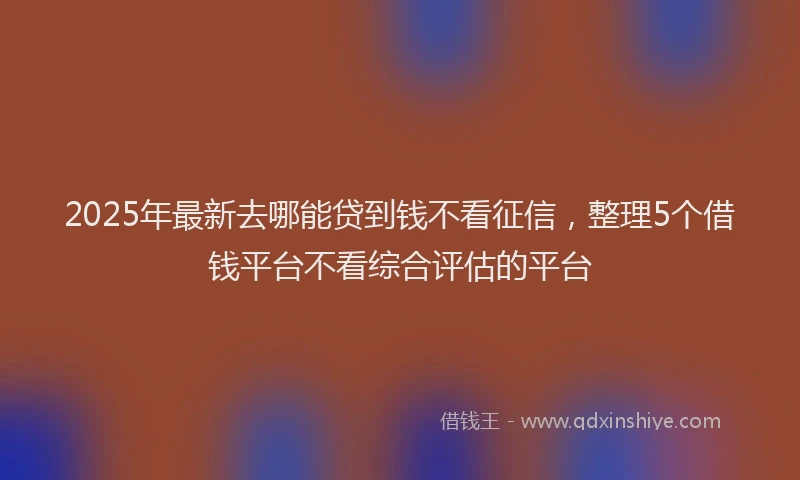 2025年最新去哪能贷到钱不看征信，整理5个借钱平台不看综合评估的平台