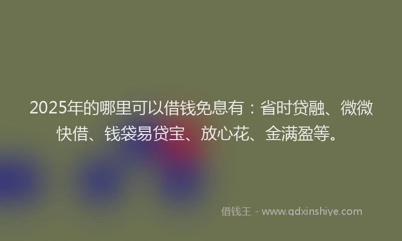 2025年的哪里可以借钱免息有：省时贷融、微微快借、钱袋易贷宝、放心花、金满盈等。
