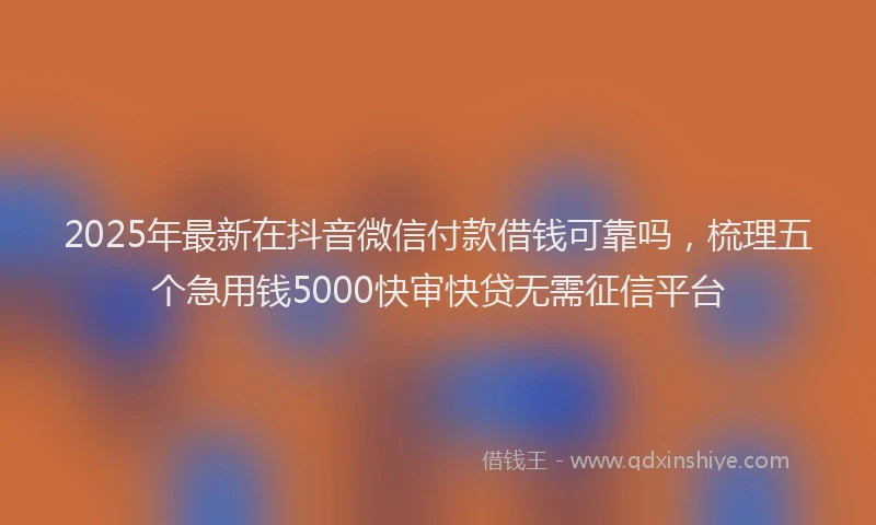 2025年最新在抖音微信付款借钱可靠吗，梳理五个急用钱5000快审快贷无需征信平台