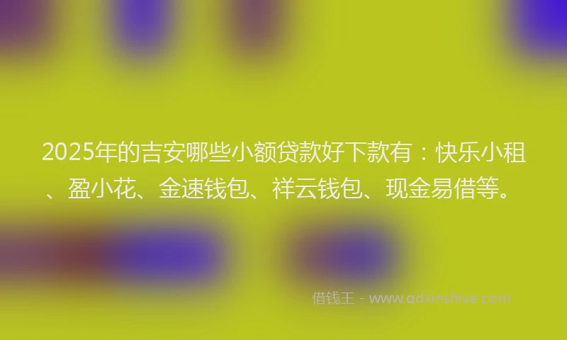 2025年的吉安哪些小额贷款好下款有：快乐小租、盈小花、金速钱包、祥云钱包、现金易借等。