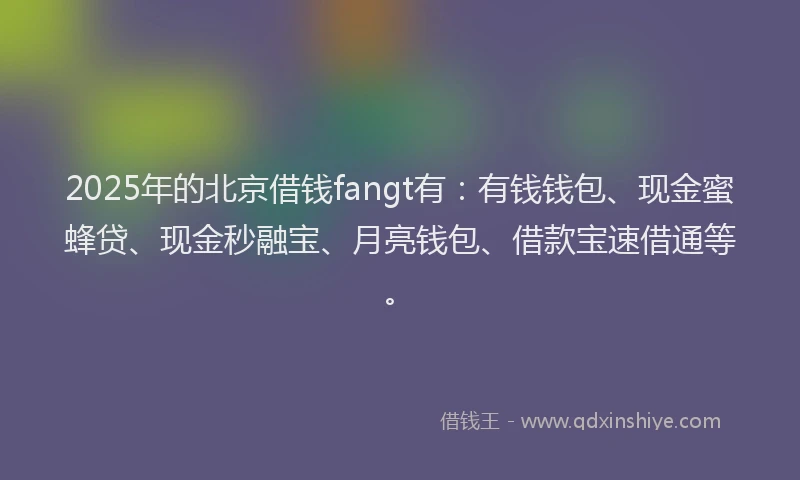 2025年的北京借钱fangt有：有钱钱包、现金蜜蜂贷、现金秒融宝、月亮钱包、借款宝速借通等。