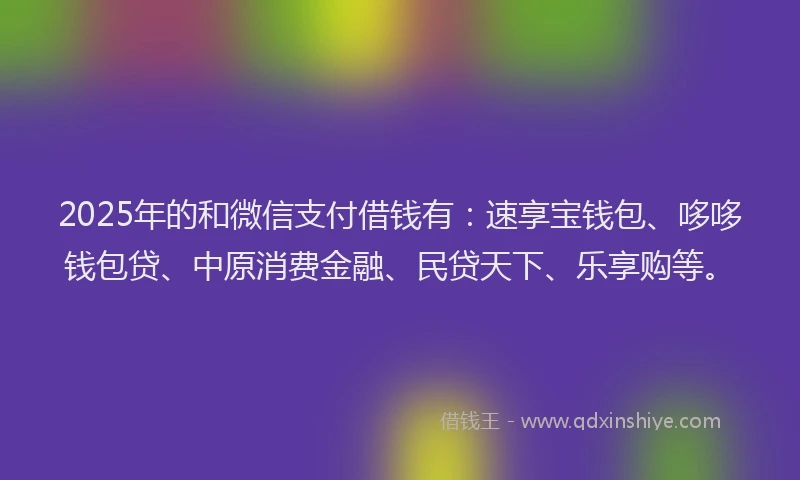 2025年的和微信支付借钱有：速享宝钱包、哆哆钱包贷、中原消费金融、民贷天下、乐享购等。