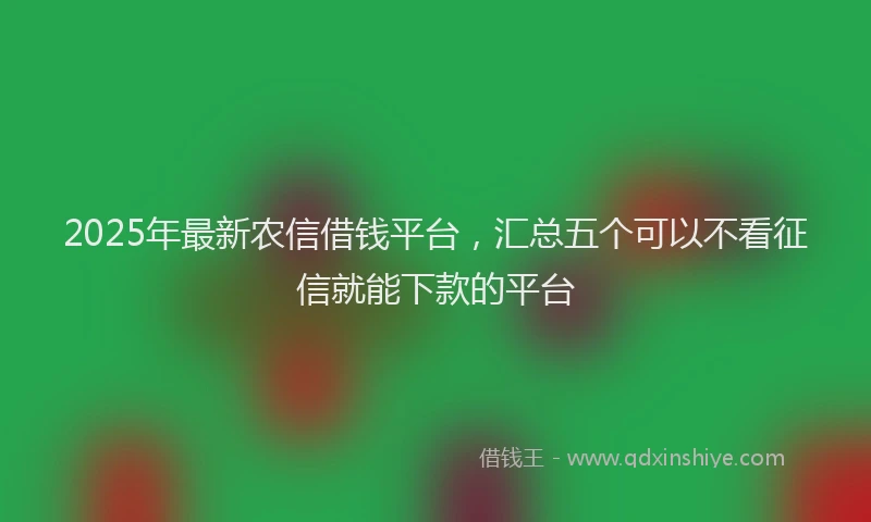 2025年最新农信借钱平台，汇总五个可以不看征信就能下款的平台