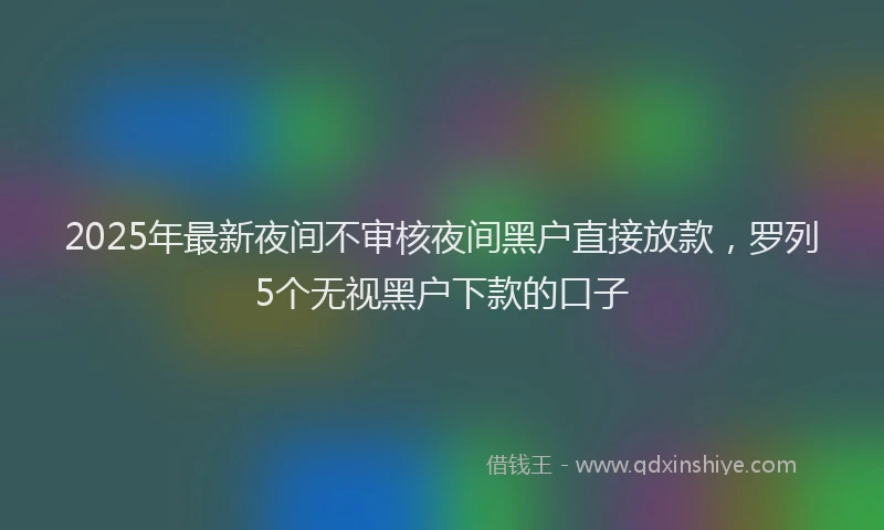 2025年最新夜间不审核夜间黑户直接放款，罗列5个无视黑户下款的口子