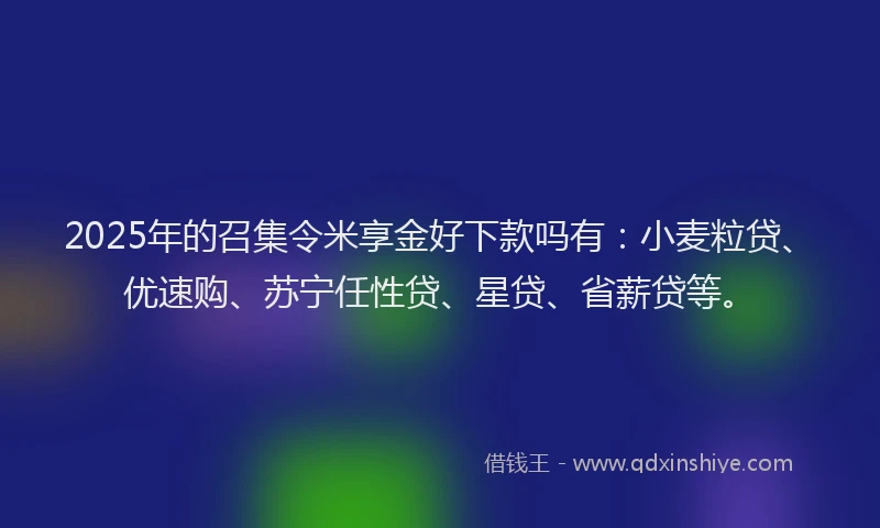 2025年的召集令米享金好下款吗有：小麦粒贷、优速购、苏宁任性贷、星贷、省薪贷等。