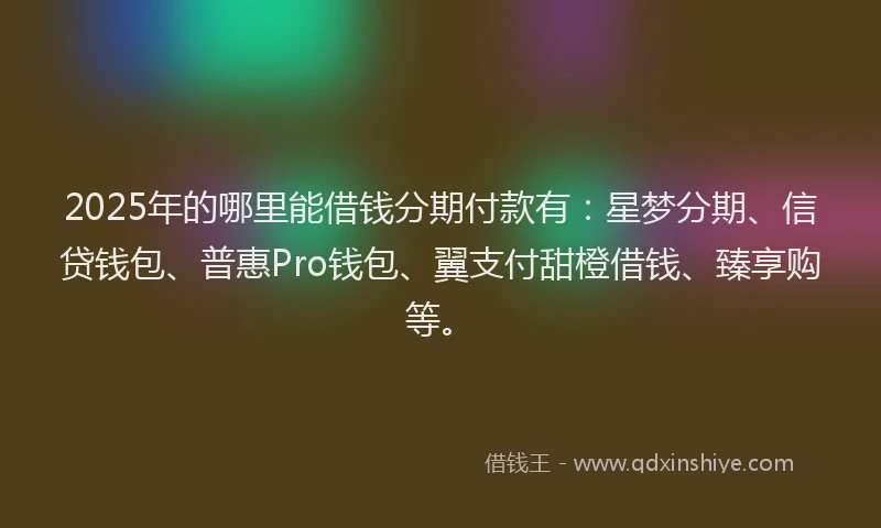 2025年的哪里能借钱分期付款有：星梦分期、信贷钱包、普惠Pro钱包、翼支付甜橙借钱、臻享购等。
