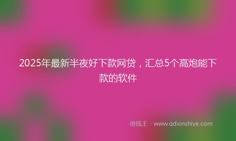 2025年最新半夜好下款网贷，汇总5个高炮能下款的软件