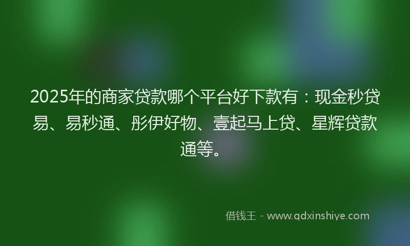 2025年的商家贷款哪个平台好下款有：现金秒贷易、易秒通、彤伊好物、壹起马上贷、星辉贷款通等。