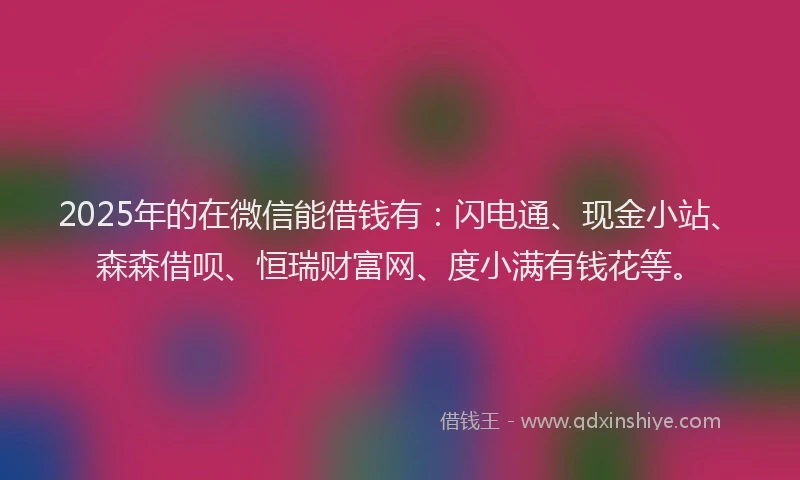 2025年的在微信能借钱有：闪电通、现金小站、森森借呗、恒瑞财富网、度小满有钱花等。