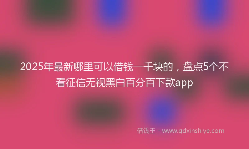 2025年最新哪里可以借钱一千块的，盘点5个不看征信无视黑白百分百下款app