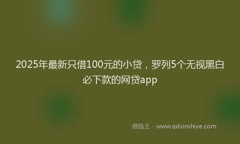 2025年最新只借100元的小贷，罗列5个无视黑白必下款的网贷app
