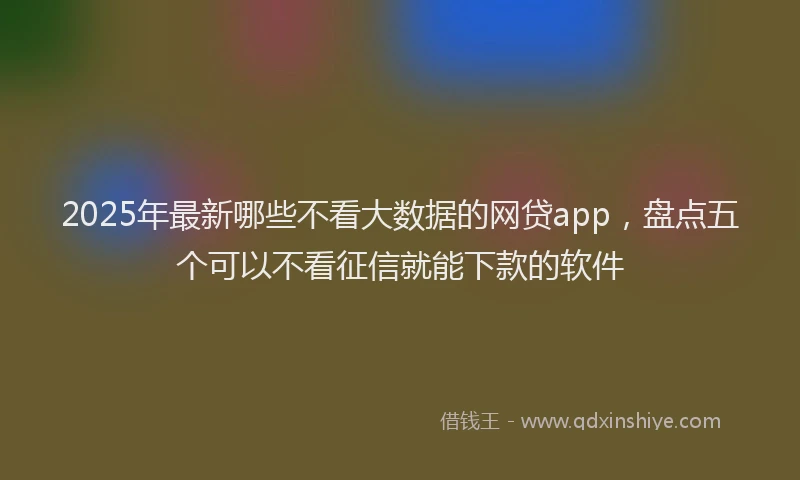 2025年最新哪些不看大数据的网贷app，盘点五个可以不看征信就能下款的软件