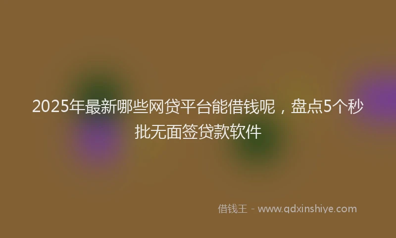 2025年最新哪些网贷平台能借钱呢，盘点5个秒批无面签贷款软件