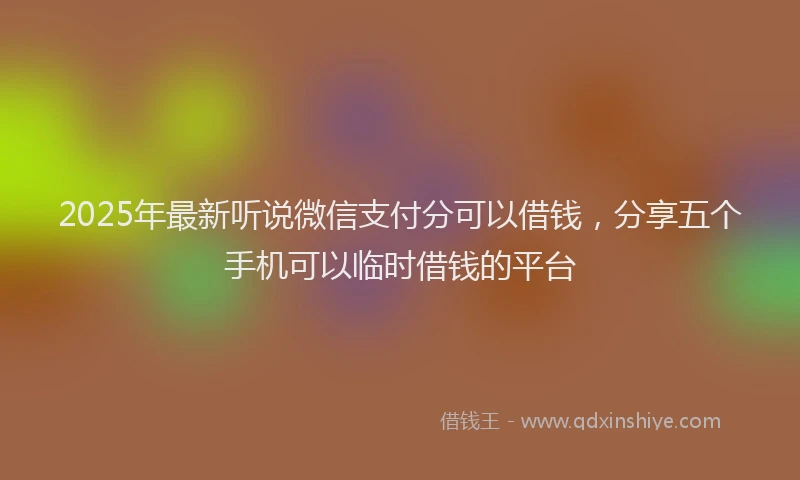2025年最新听说微信支付分可以借钱，分享五个手机可以临时借钱的平台