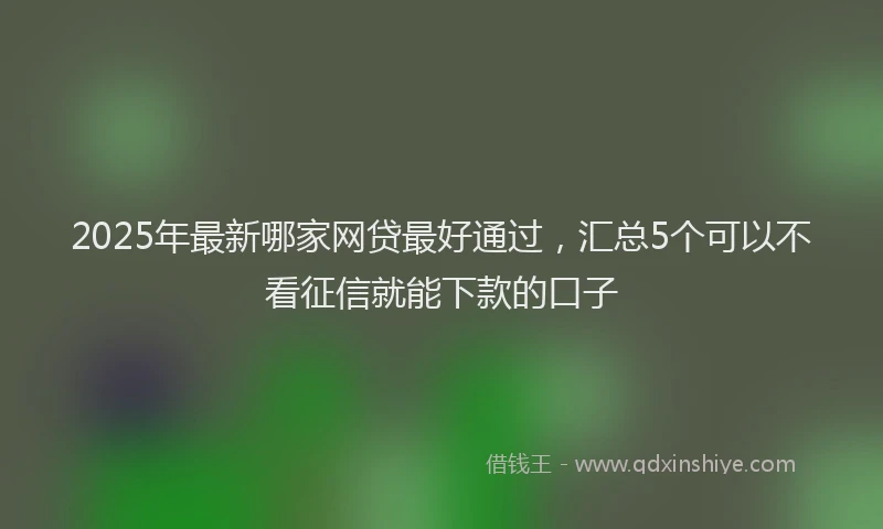 2025年最新哪家网贷最好通过，汇总5个可以不看征信就能下款的口子