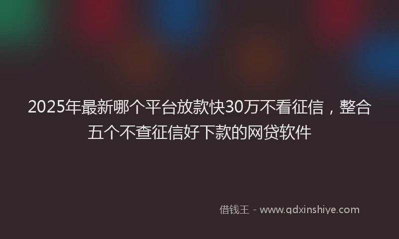 2025年最新哪个平台放款快30万不看征信，整合五个不查征信好下款的网贷软件