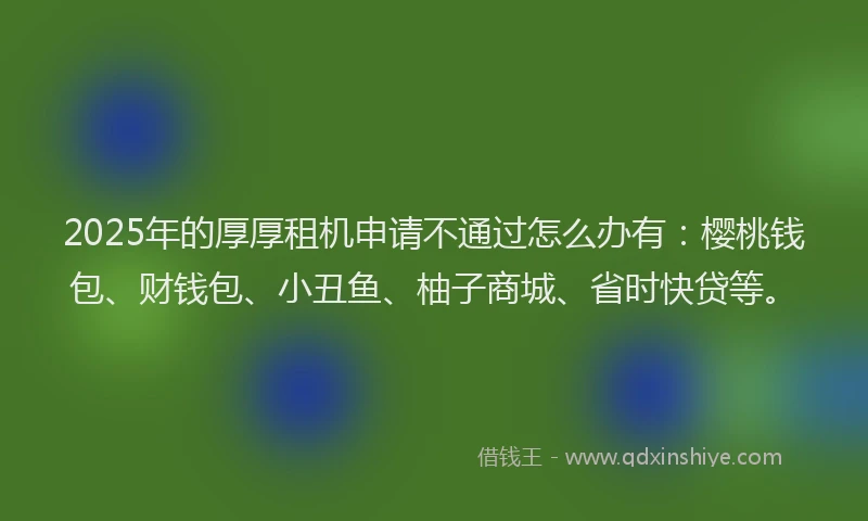 2025年的厚厚租机申请不通过怎么办有：樱桃钱包、财钱包、小丑鱼、柚子商城、省时快贷等。