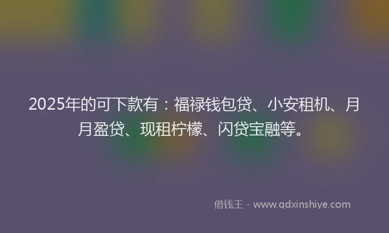 2025年的可下款有：福禄钱包贷、小安租机、月月盈贷、现租柠檬、闪贷宝融等。
