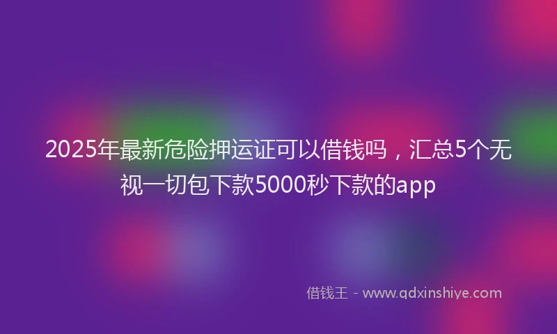 2025年最新危险押运证可以借钱吗，汇总5个无视一切包下款5000秒下款的app