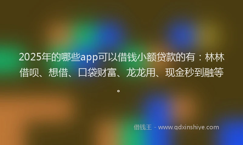 2025年的哪些app可以借钱小额贷款的有：林林借呗、想借、口袋财富、龙龙用、现金秒到融等。