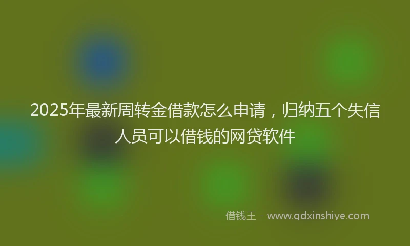 2025年最新周转金借款怎么申请，归纳五个失信人员可以借钱的网贷软件